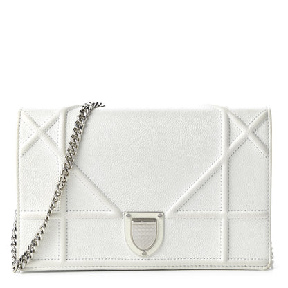 Christian Dior Grained Calfskin Diorama Wallet on Chain Pouch White 2 of 10