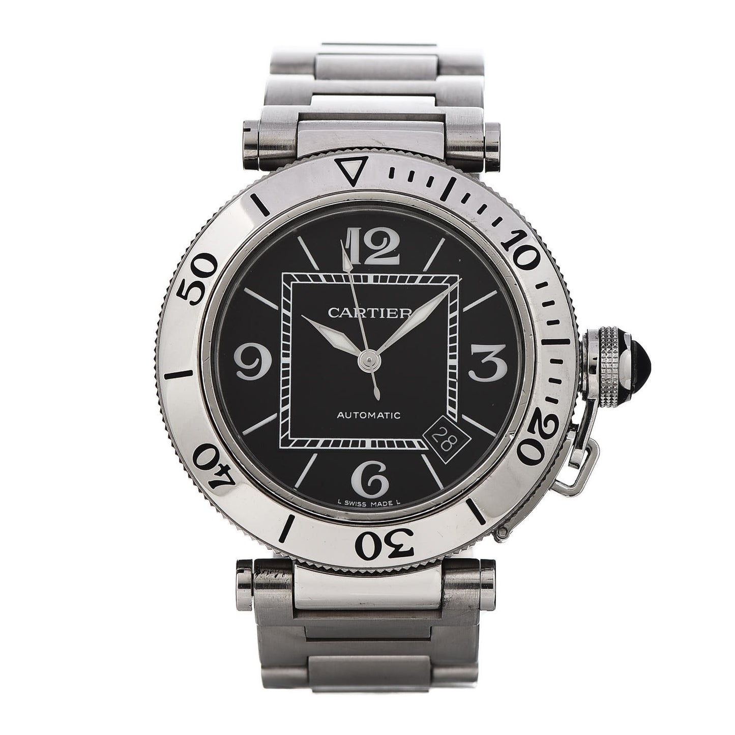 Stainless Steel 40mm Pasha C Seatimer Automatic Watch Black