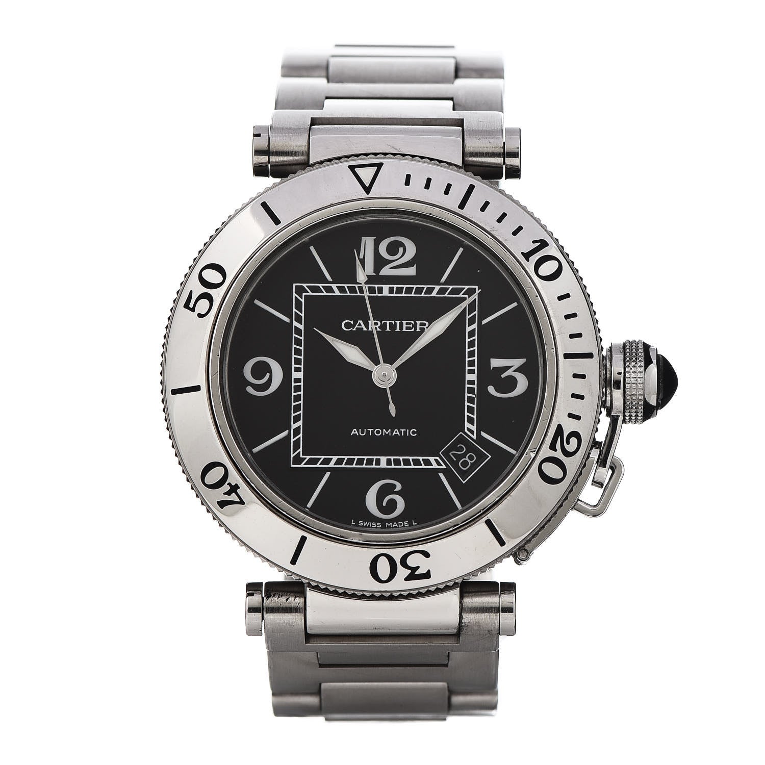 Cartier Stainless Steel 40mm Pasha C Seatimer Automatic Watch Black 1 of 9