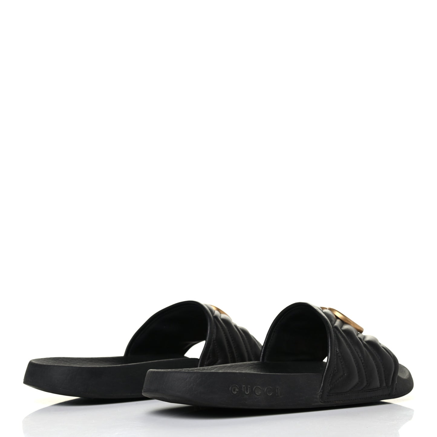 Nappa Matelasse Rubber Mens GG Marmont Slide Sandals 7 Black