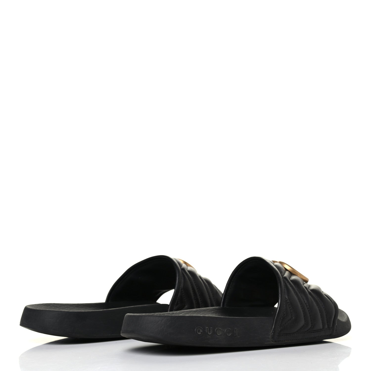 Gucci Nappa Matelasse Rubber Mens GG Marmont Slide Sandals 7 Black 3 of 4