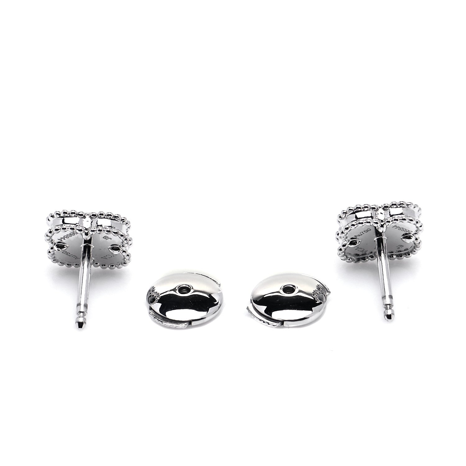 Van Cleef & Arpels 18K White Gold Mother of Pearl Sweet Alhambra Earrings 4 of 6