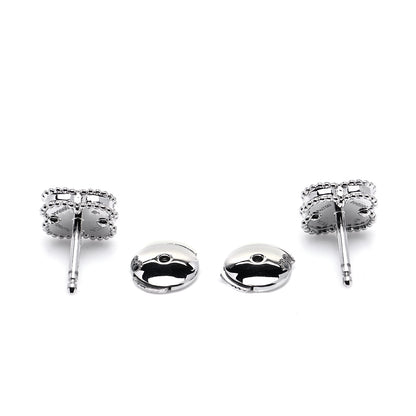 Van Cleef & Arpels 18K White Gold Mother of Pearl Sweet Alhambra Earrings 4 of 6