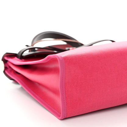 Hermes Toile H Berline Vache Hunter Herbag Zip 31 PM Rouge Sellier Rose Shocking 10 of 11