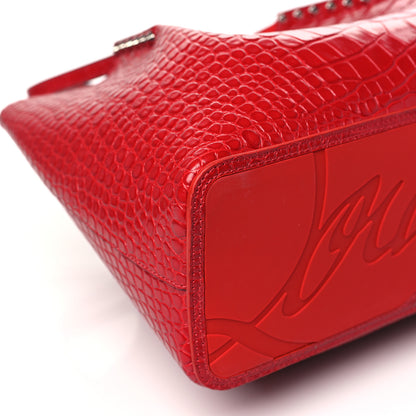 Christian Louboutin Crocodile Embossed Calfskin Spiked Small Cabarock Shopper Tote Red 8 of 9