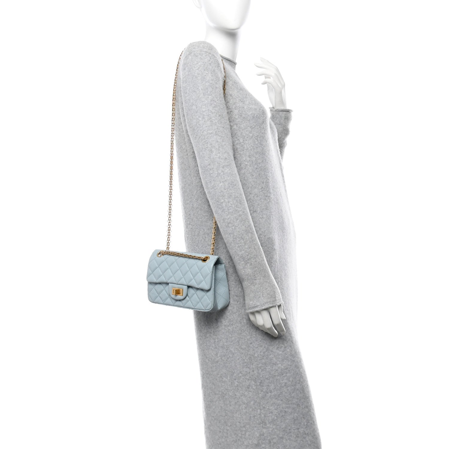 Chanel Aged Calfskin Quilted 2.55 Reissue Mini Flap Light Blue 2 of 11
