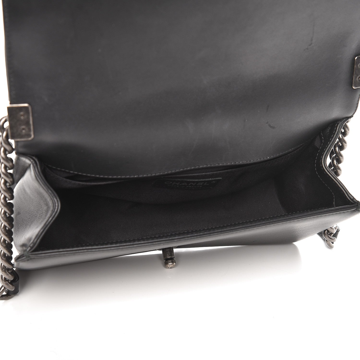 Chanel Calfskin Chevron Quilted Medium Boy Flap Black 5 of 9
