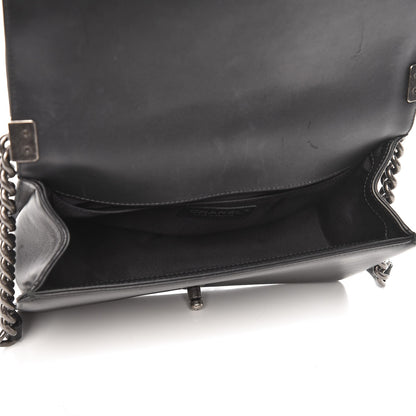 Chanel Calfskin Chevron Quilted Medium Boy Flap Black 5 of 9