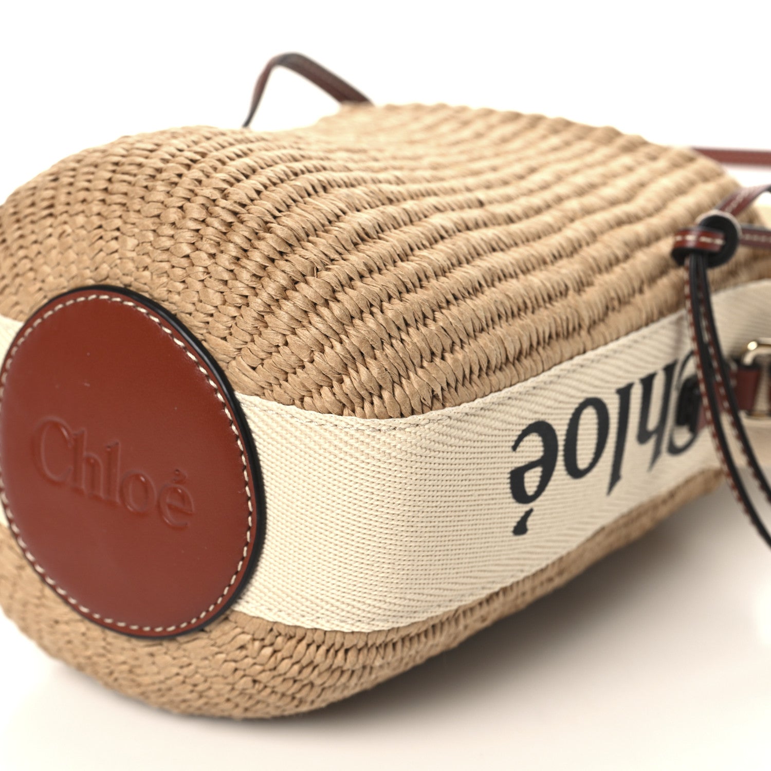 Chloe Raffia Calfskin Small Woody Basket Bag Brown 11 of 11