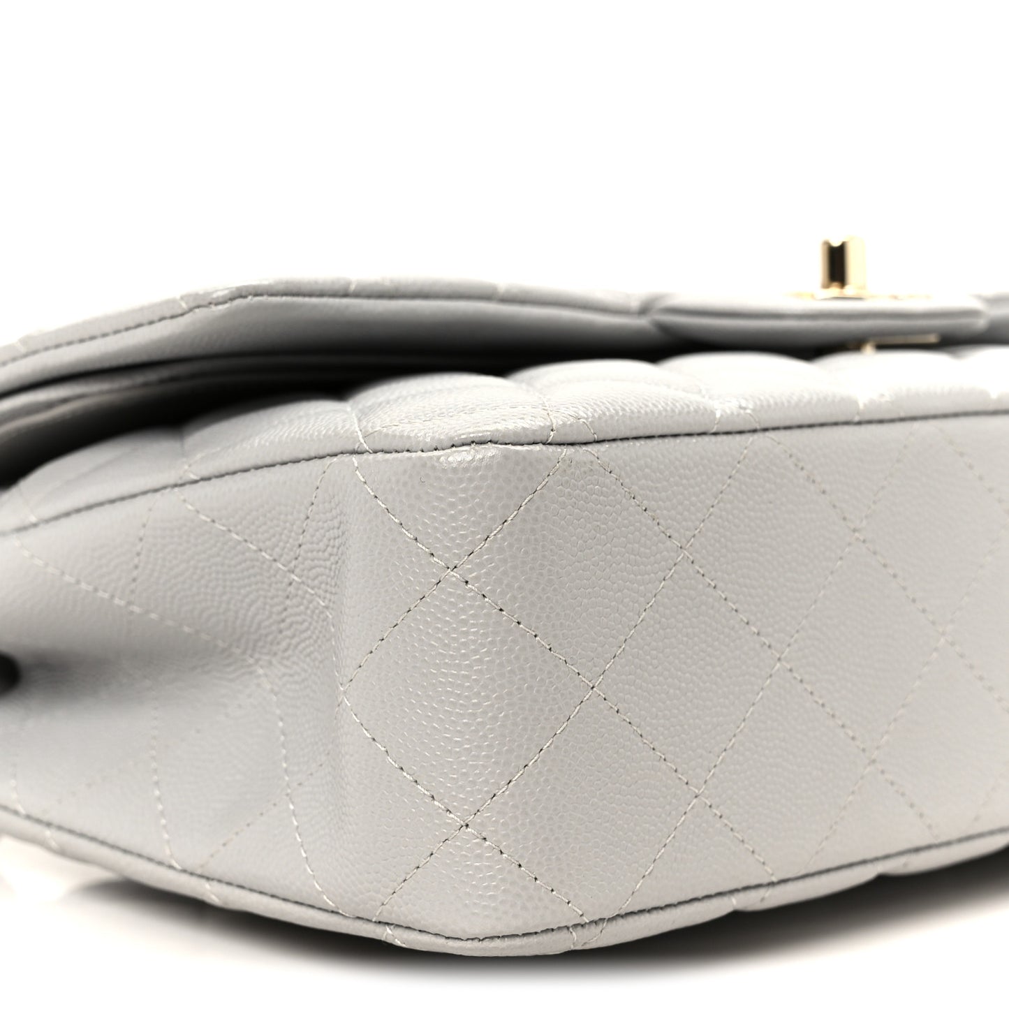 Caviar Quilted Medium Double Flap Grey