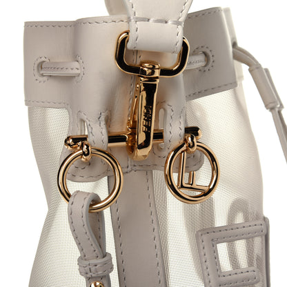 Fendi Mesh Vitello King F is Fendi Logo Embroidered Mini Mon Tresor Bucket Bag Sabbia White Ice 9 of 10