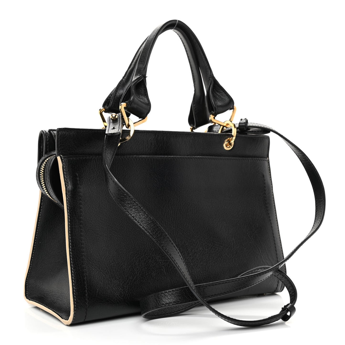 Textured Calfskin Satchel Black