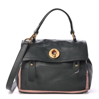 Saint Laurent Calfskin Canvas Small Muse Two Dark Green Pink 1 of 12