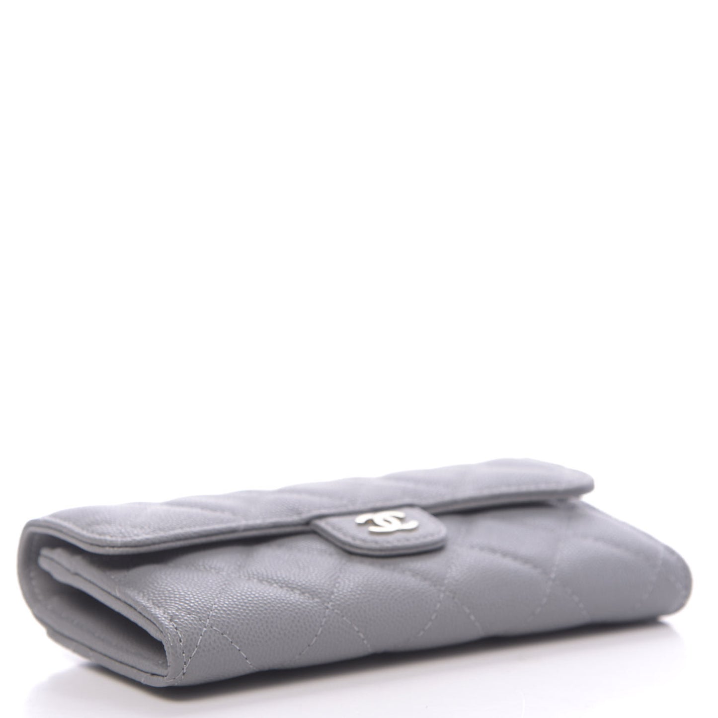 Caviar Quilted Medium Flap Wallet Grey