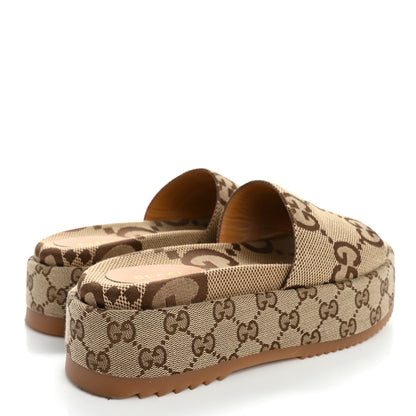Gucci Monogram Jumbo GG Angelina Platform 55mm Slide Sandals 38 Beige 5 of 11