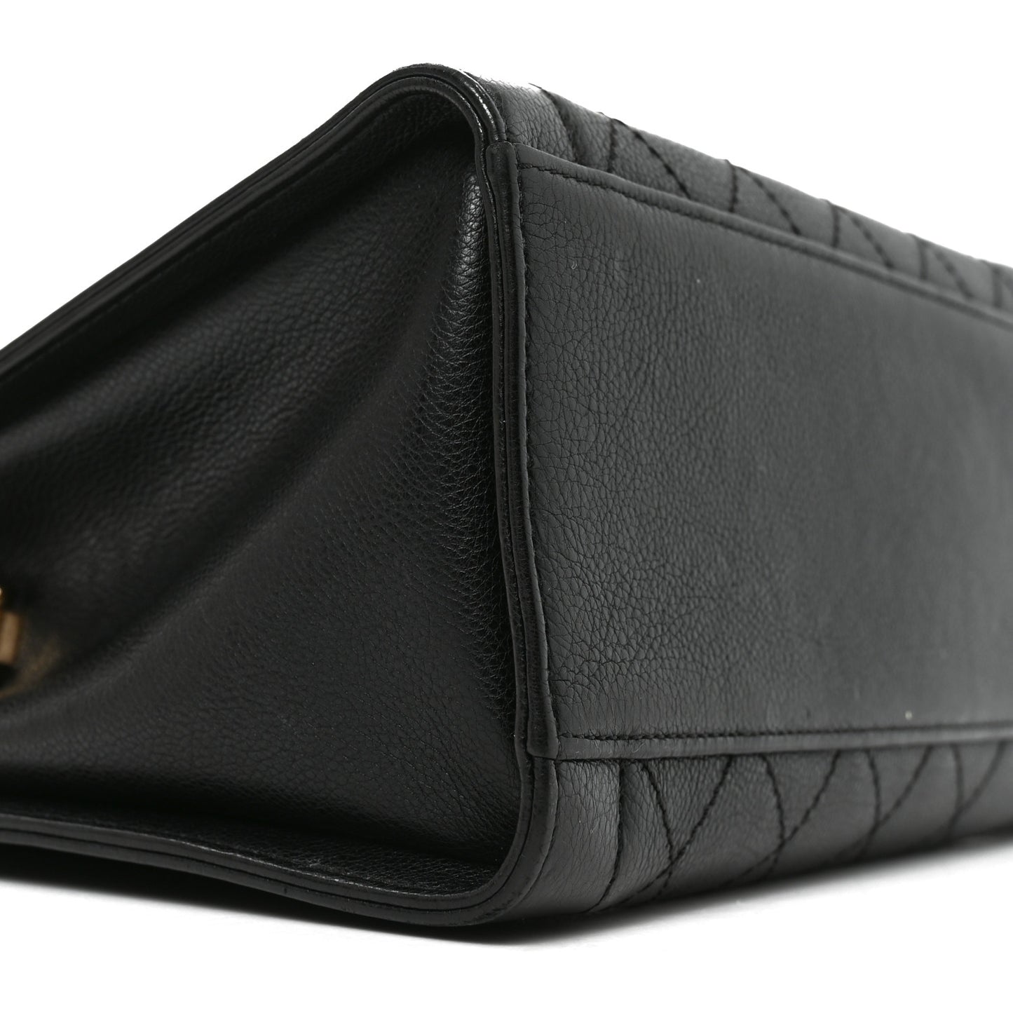 Goatskin Hip East West Shoulder Bag Black