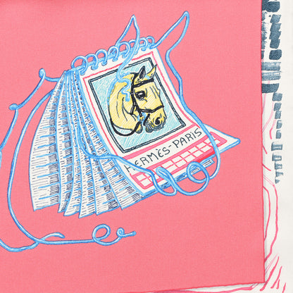 Hermes Silk Chevaloscope Scarf 90 Rose Bleu Multicolor 2 of 6