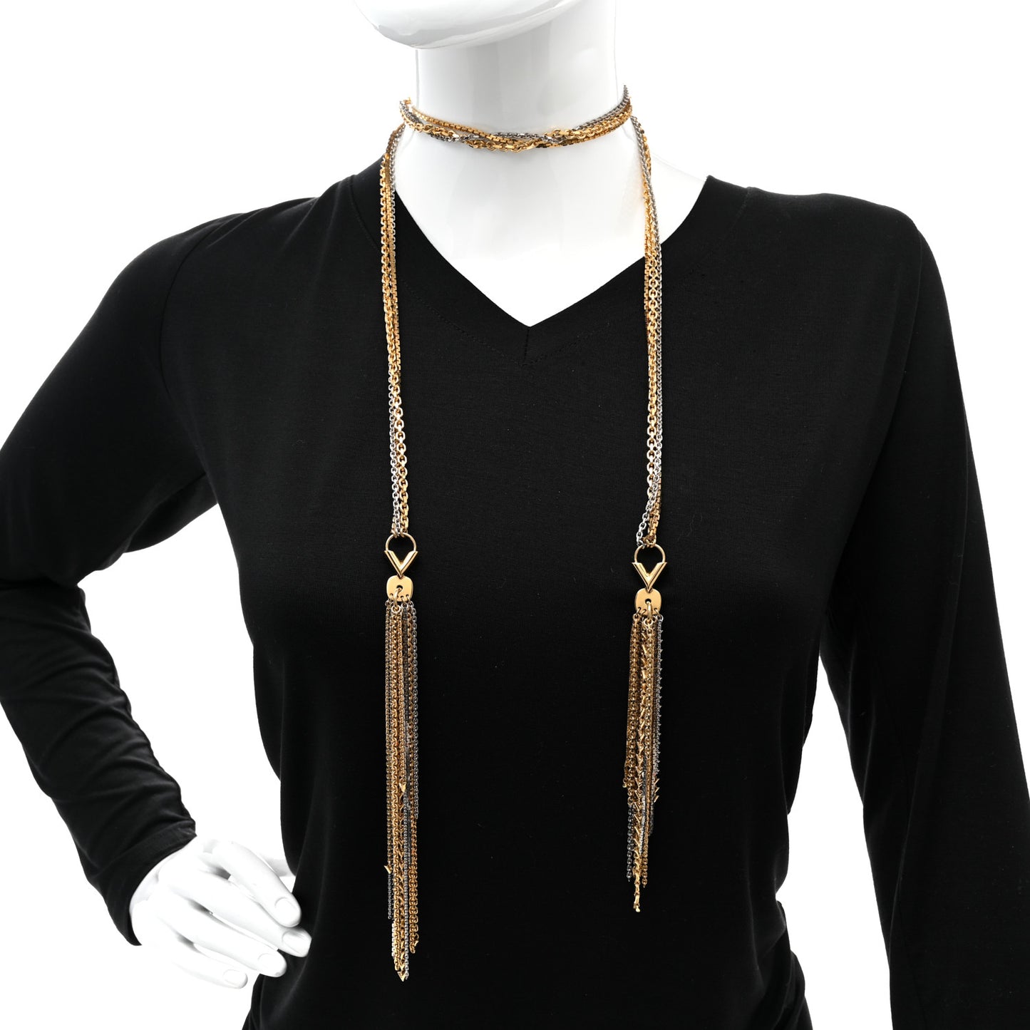 Metal Long Fringe Necklace Gold