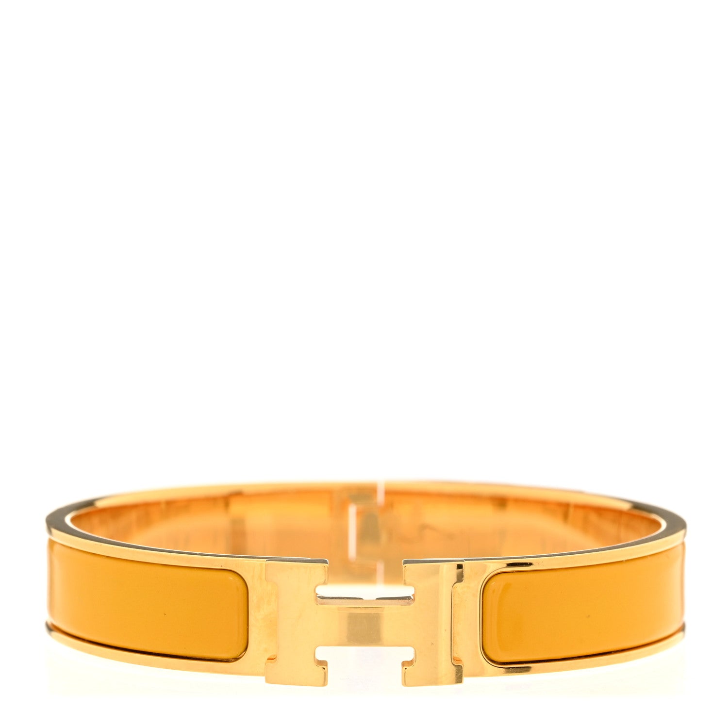 Hermes Enamel Narrow Clic Clac H Bracelet GM Jaune Madras 1 of 4