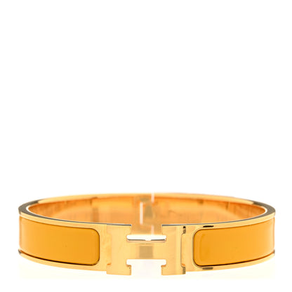 Hermes Enamel Narrow Clic Clac H Bracelet GM Jaune Madras 1 of 4