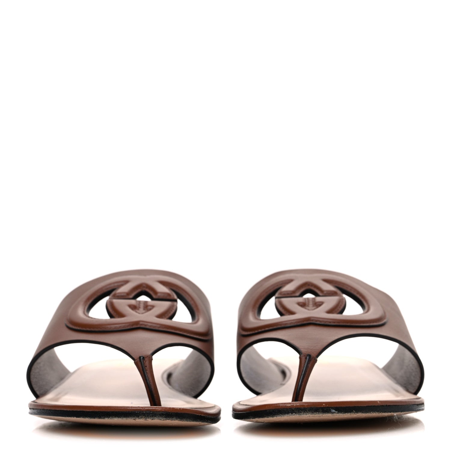 Gucci Sierra Calfskin Interlocking G Cut Out Thong Sandals 39 Cuir 3 of 11