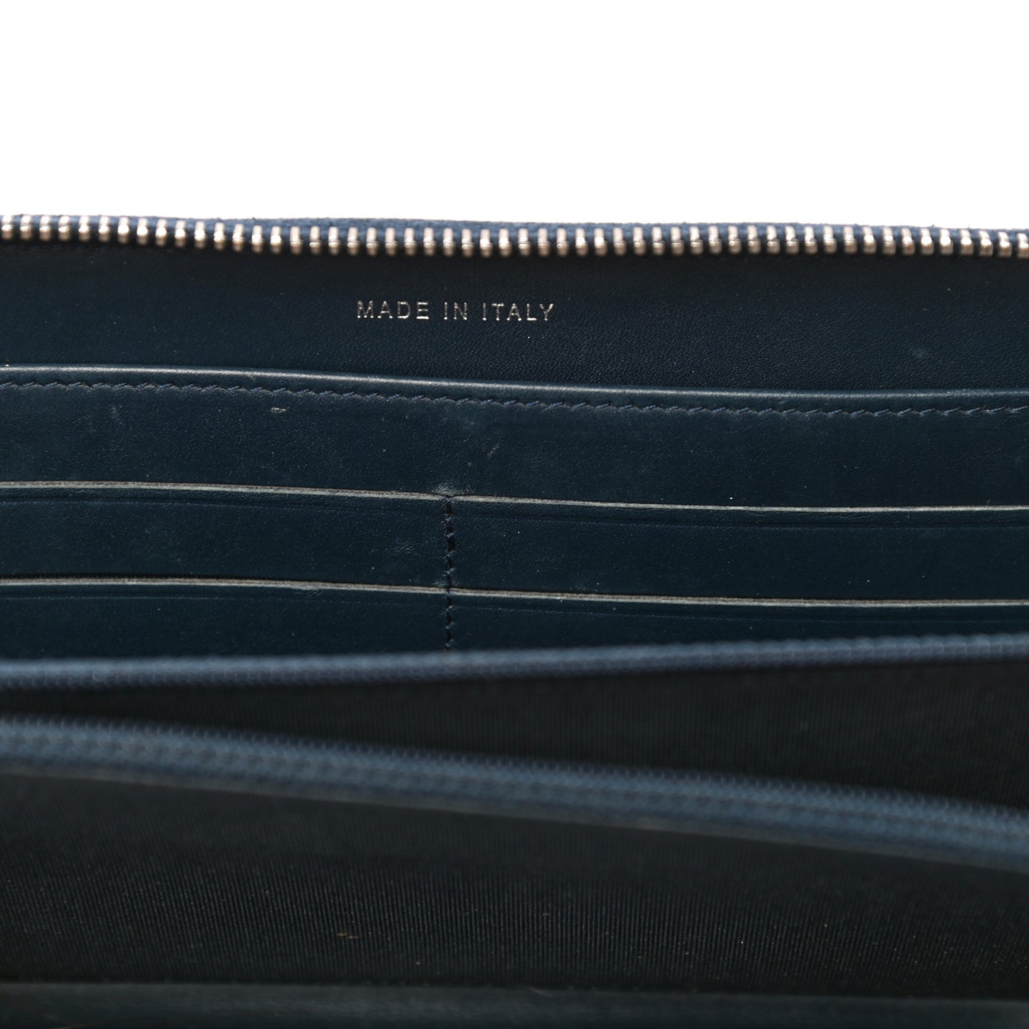 Glazed Calfskin Quilted Small Coco Boy Zip Around Wallet Blue