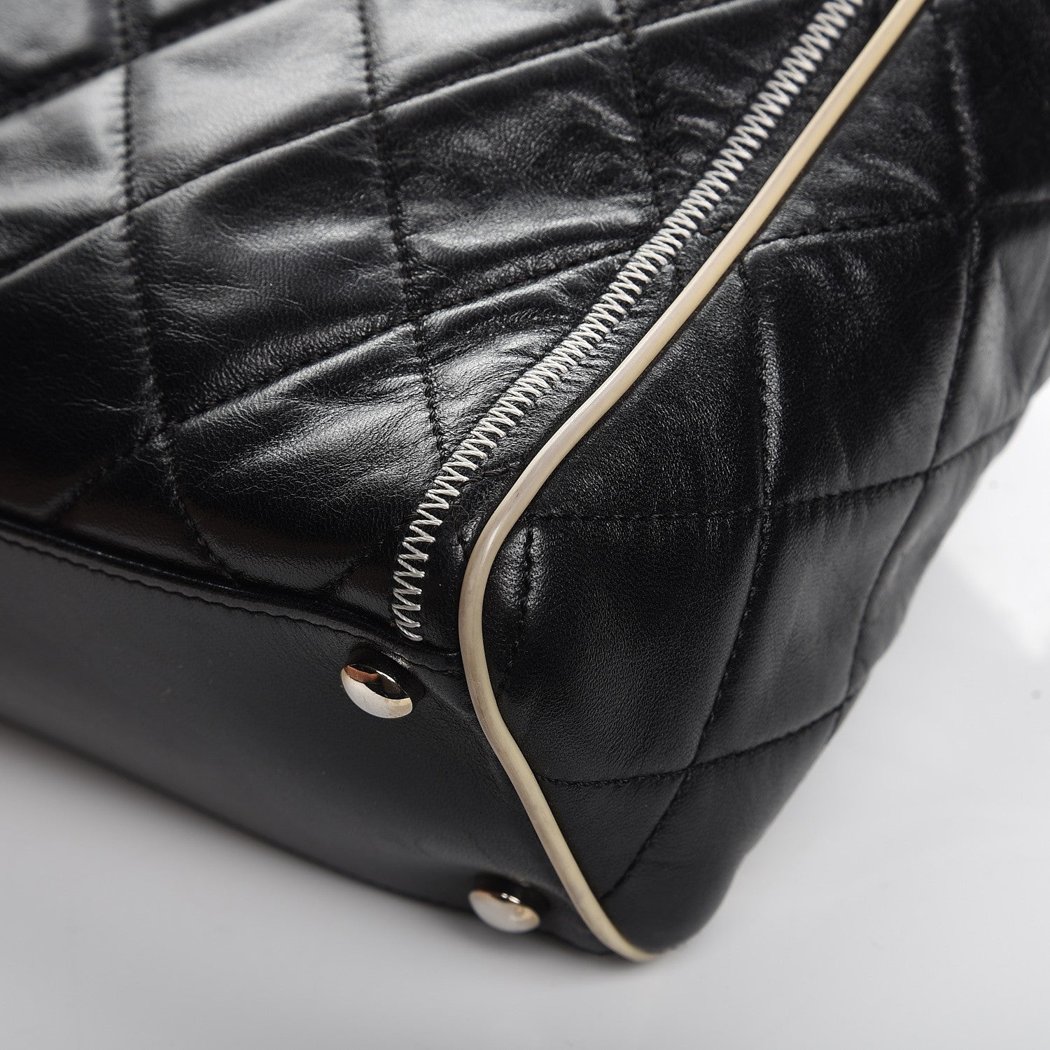 Chanel Glazed Lambskin Quilted Large North South Tote Black 11 of 11