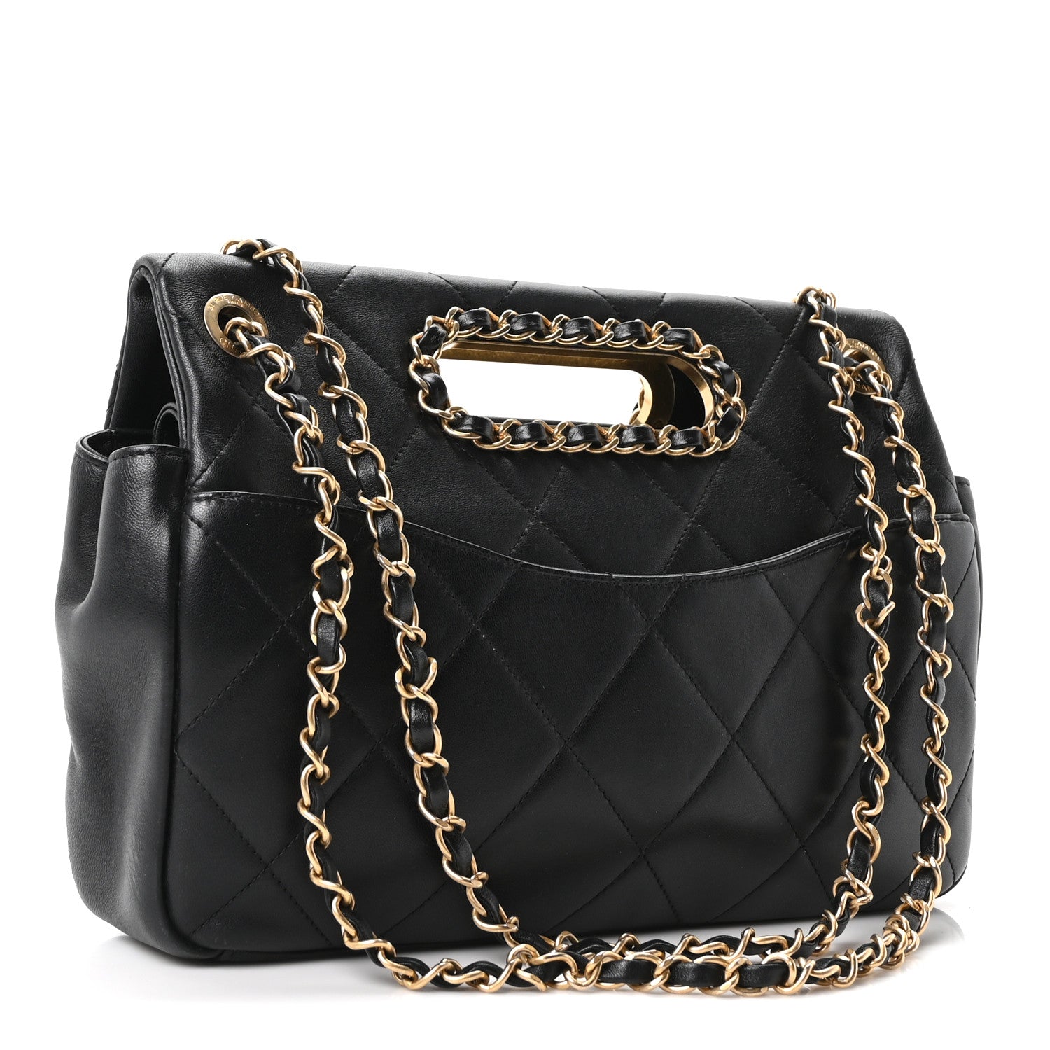 Chanel Lambskin A Real Catch Flap Bag Black 2 of 9