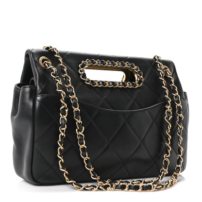 Chanel Lambskin A Real Catch Flap Bag Black 2 of 9