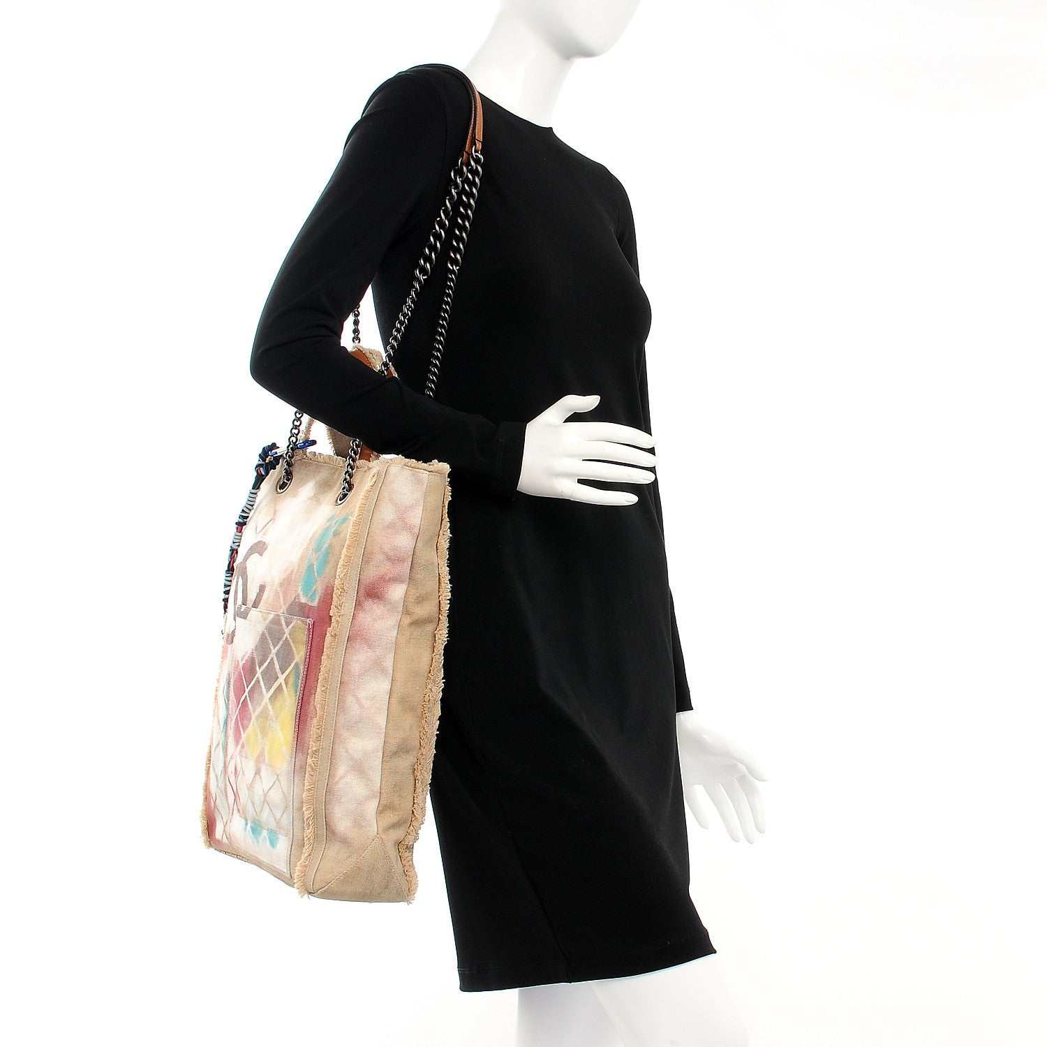 Chanel Canvas Large Graffiti Tote Beige 2 of 7