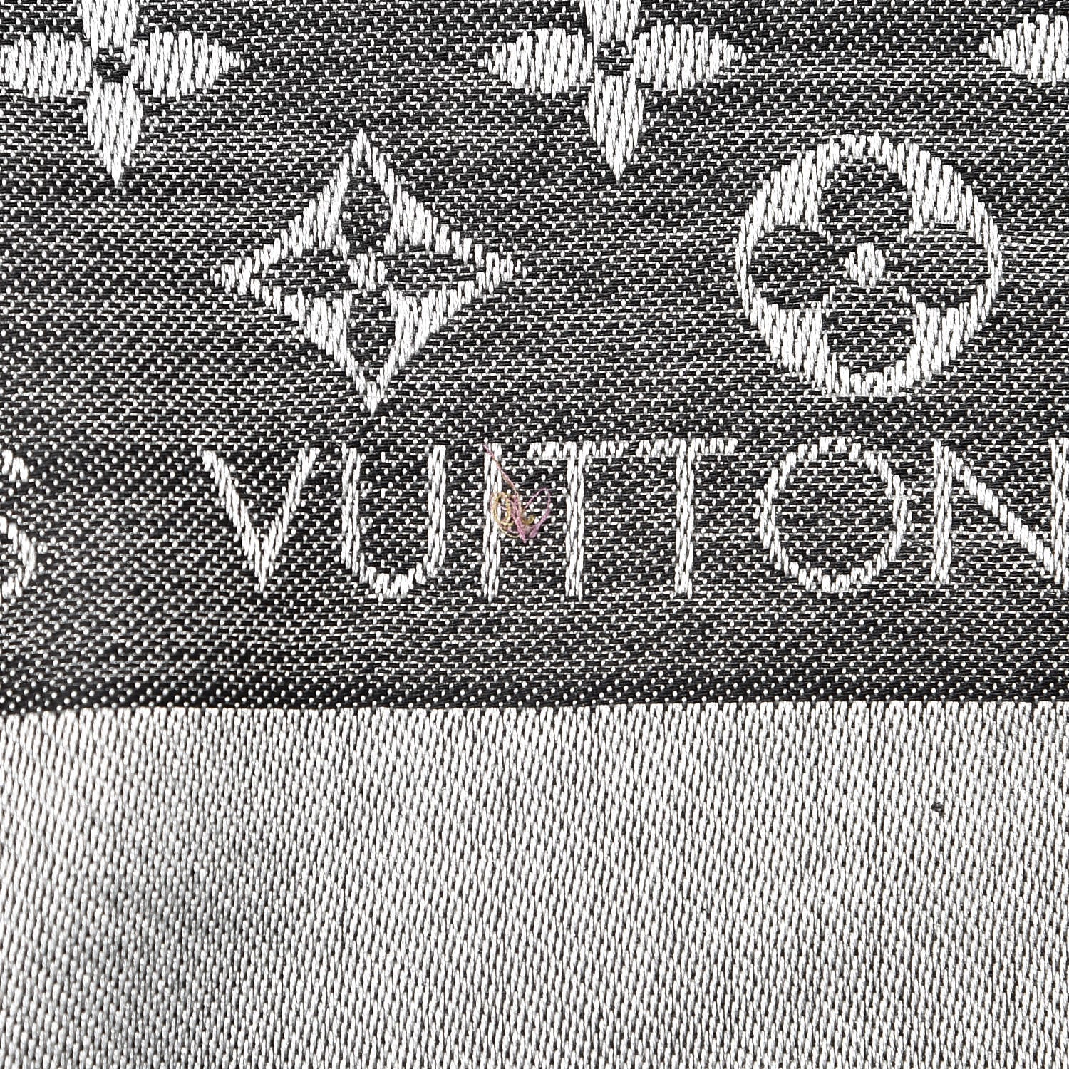 Louis Vuitton Wool Silk Monogram Denim Shawl Black 5 of 5