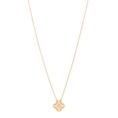 Van Cleef & Arpels 18K Yellow Gold Diamond Vintage Alhambra Pendant Necklace 1 of 5