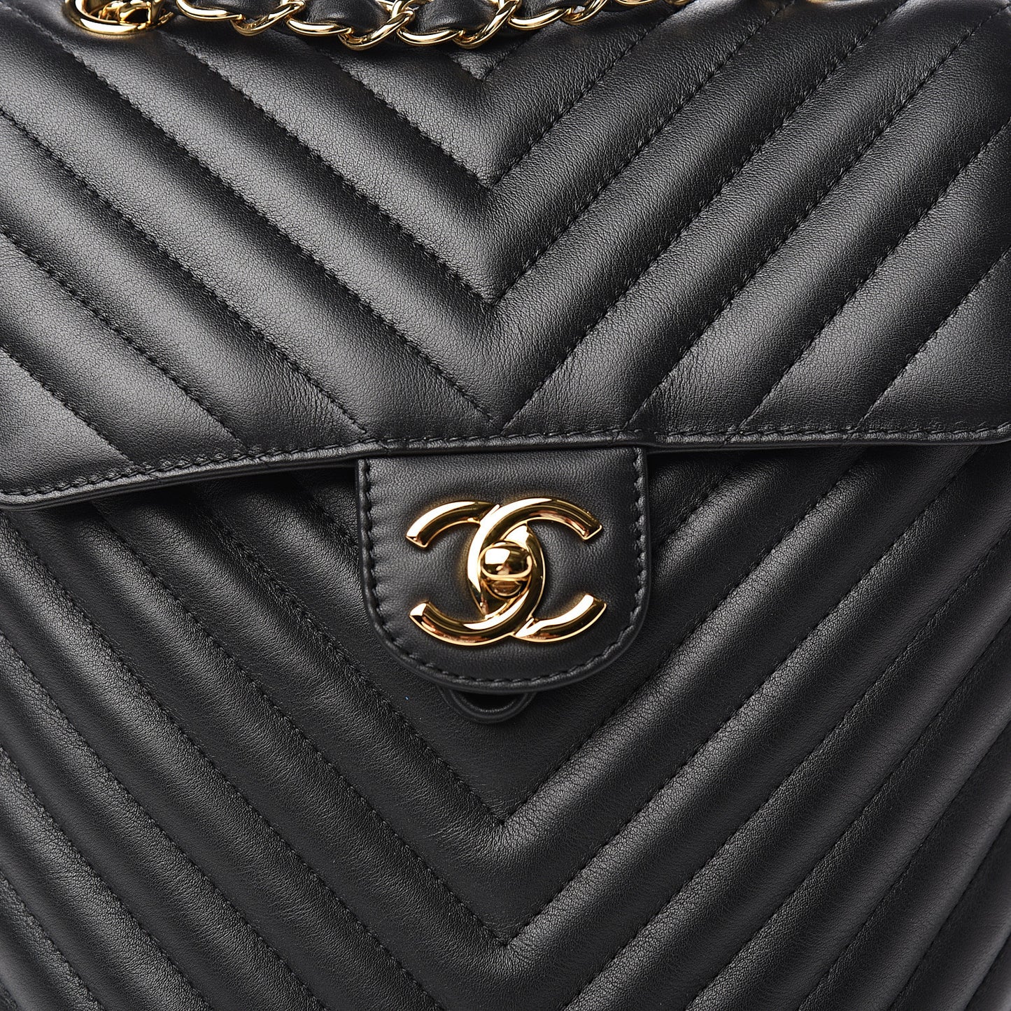 Calfskin Chevron Quilted Small Urban Spirit Backpack Black