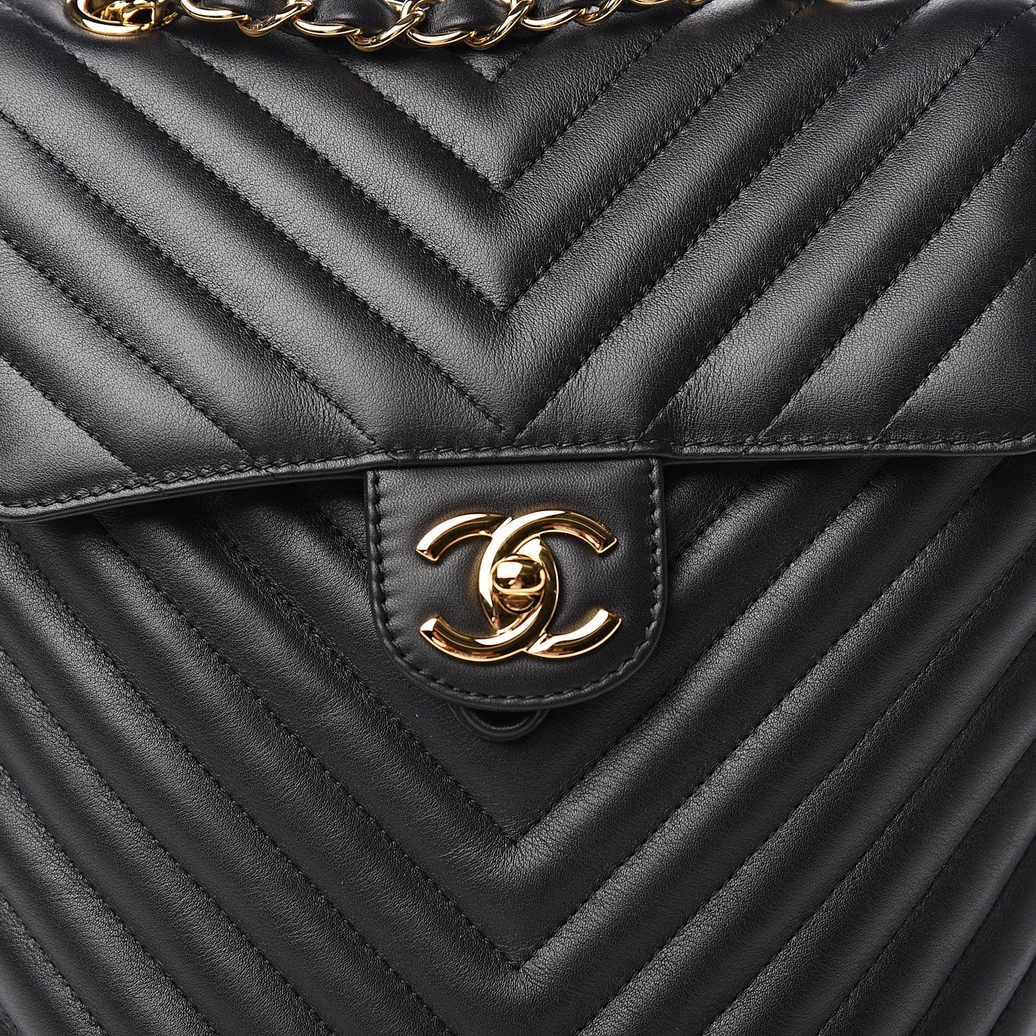 Chanel Calfskin Chevron Quilted Small Urban Spirit Backpack Black 9 of 10