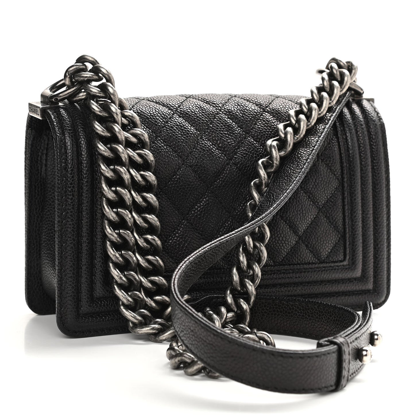 Caviar Quilted Small Boy Flap Black