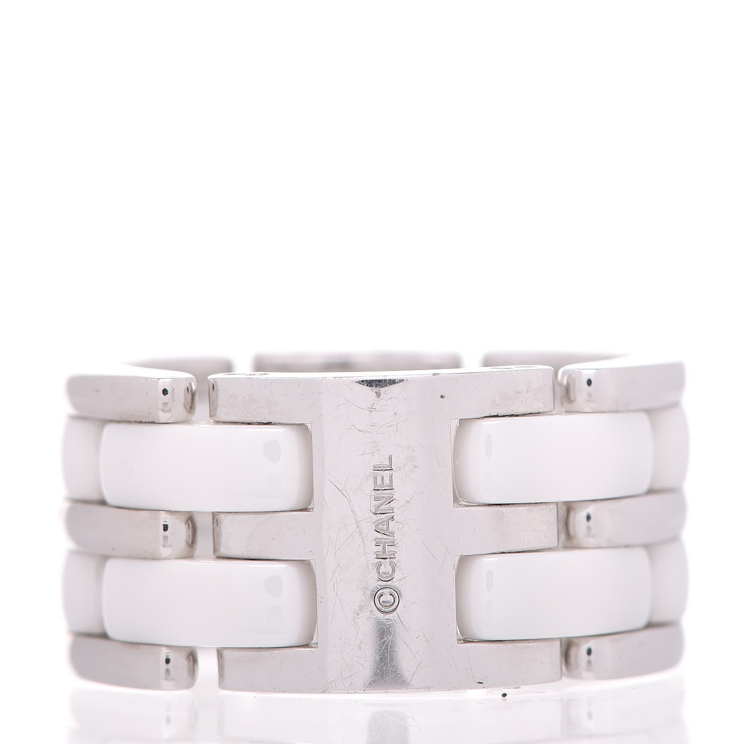 Chanel 18K White Gold Ceramic Large Ultra Ring 53 6.25 White 3 of 4
