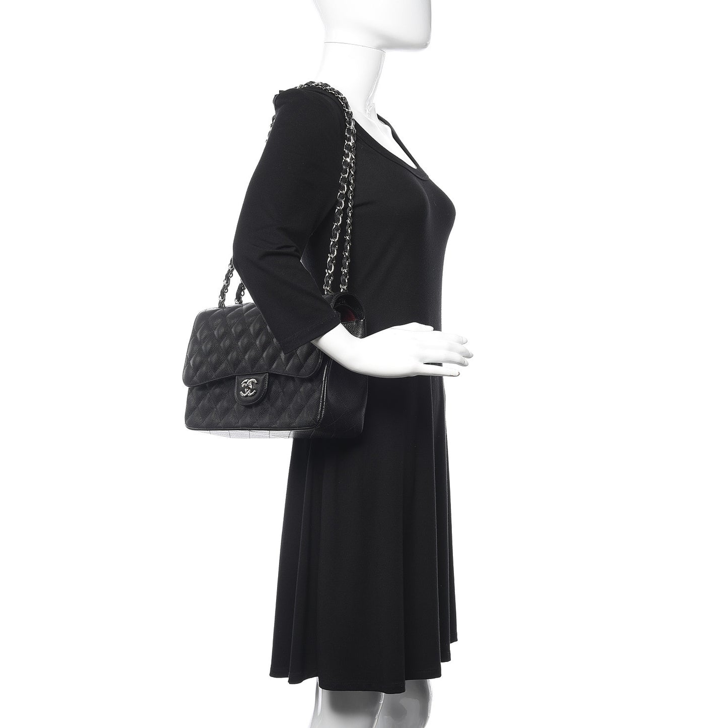 Caviar Quilted Jumbo Double Flap Black