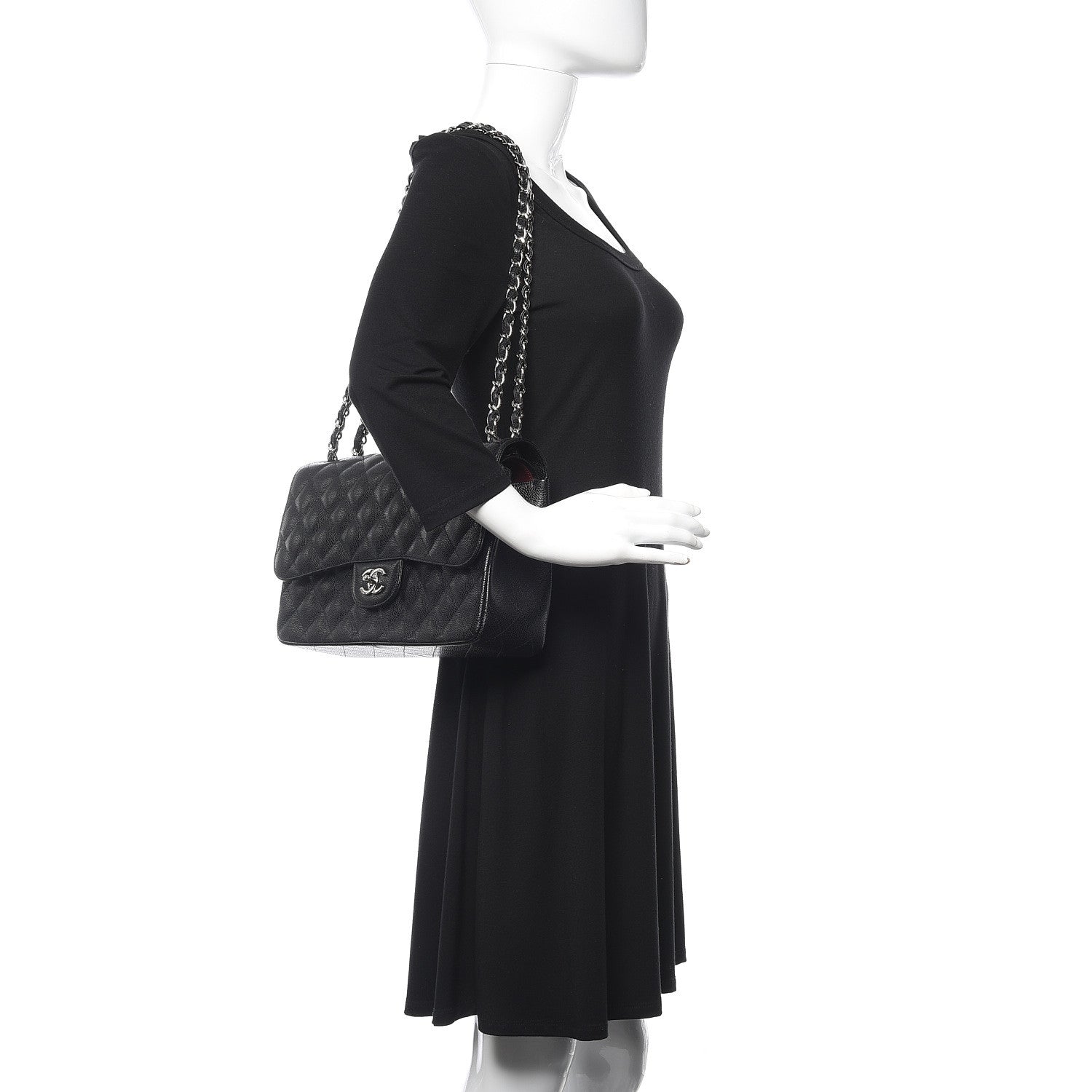 Chanel Caviar Quilted Jumbo Double Flap Black 2 of 10