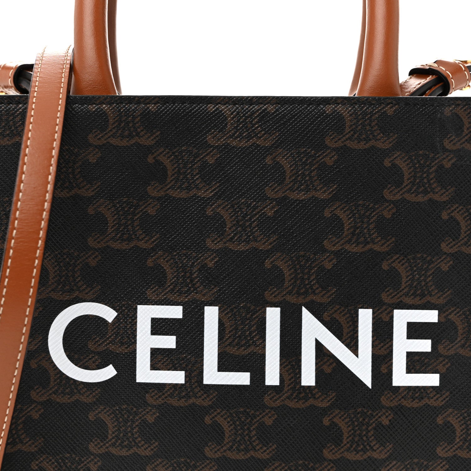 Celine Triomphe Canvas Calfskin Mini Vertical Cabas Tan 8 of 10