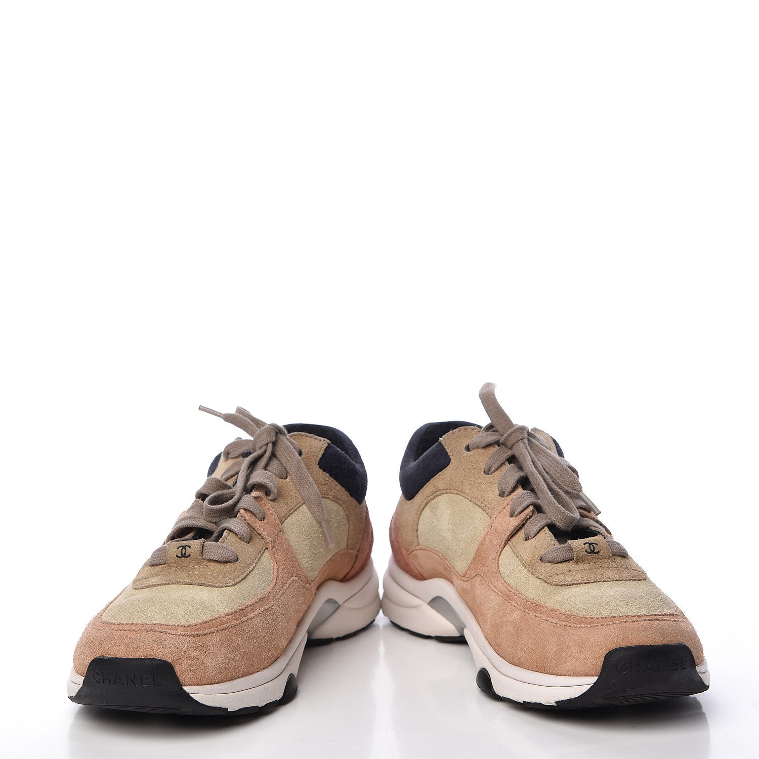 Chanel Suede Calfskin Womens CC Sneakers 37 Brown Beige 12 of 12
