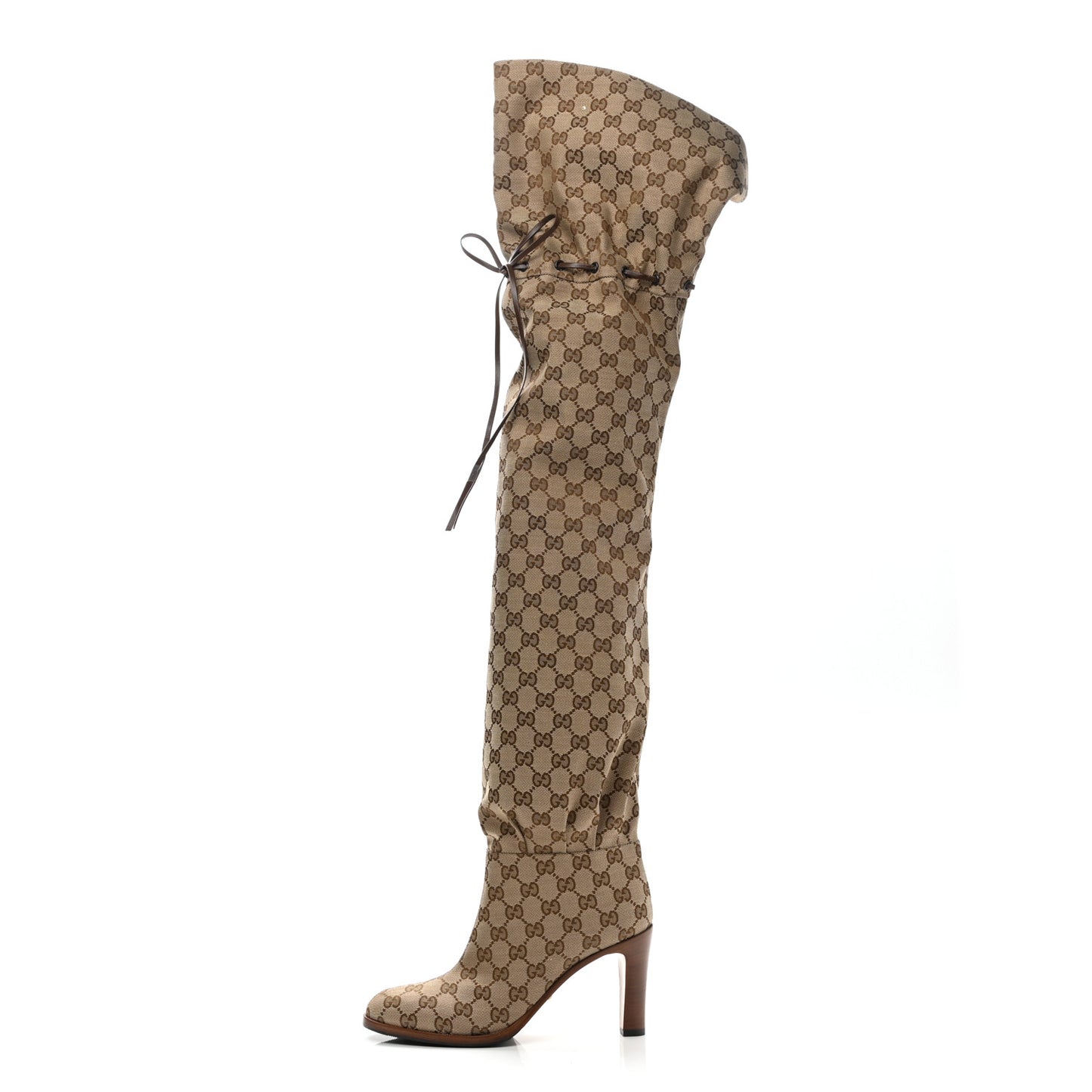 Monogram Over the Knee Boots 38 Beige Ebony