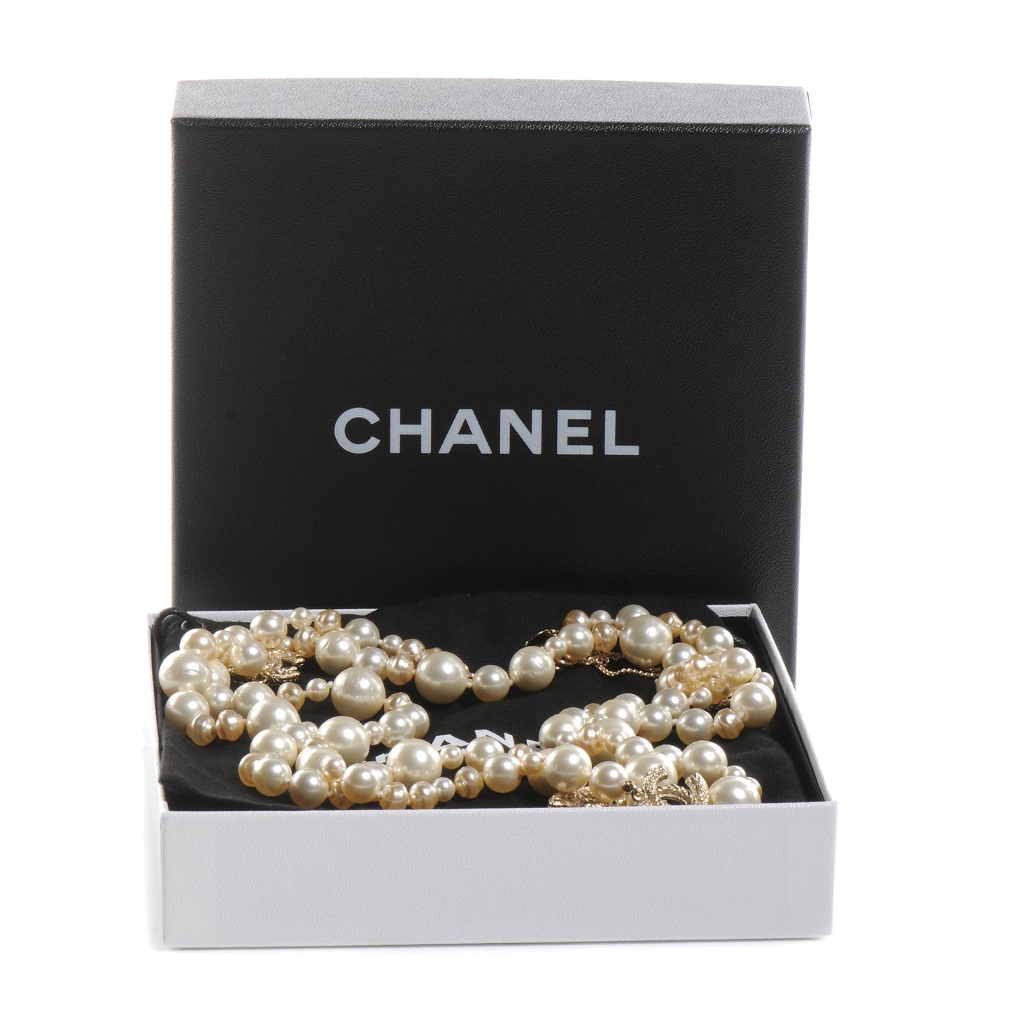 Pearl CC Long Necklace Gold