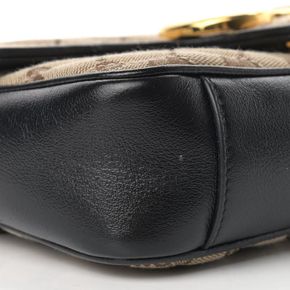 Gucci Monogram Matelasse Diagonal Mini GG Marmont Shoulder Bag Beige Black 8 of 10