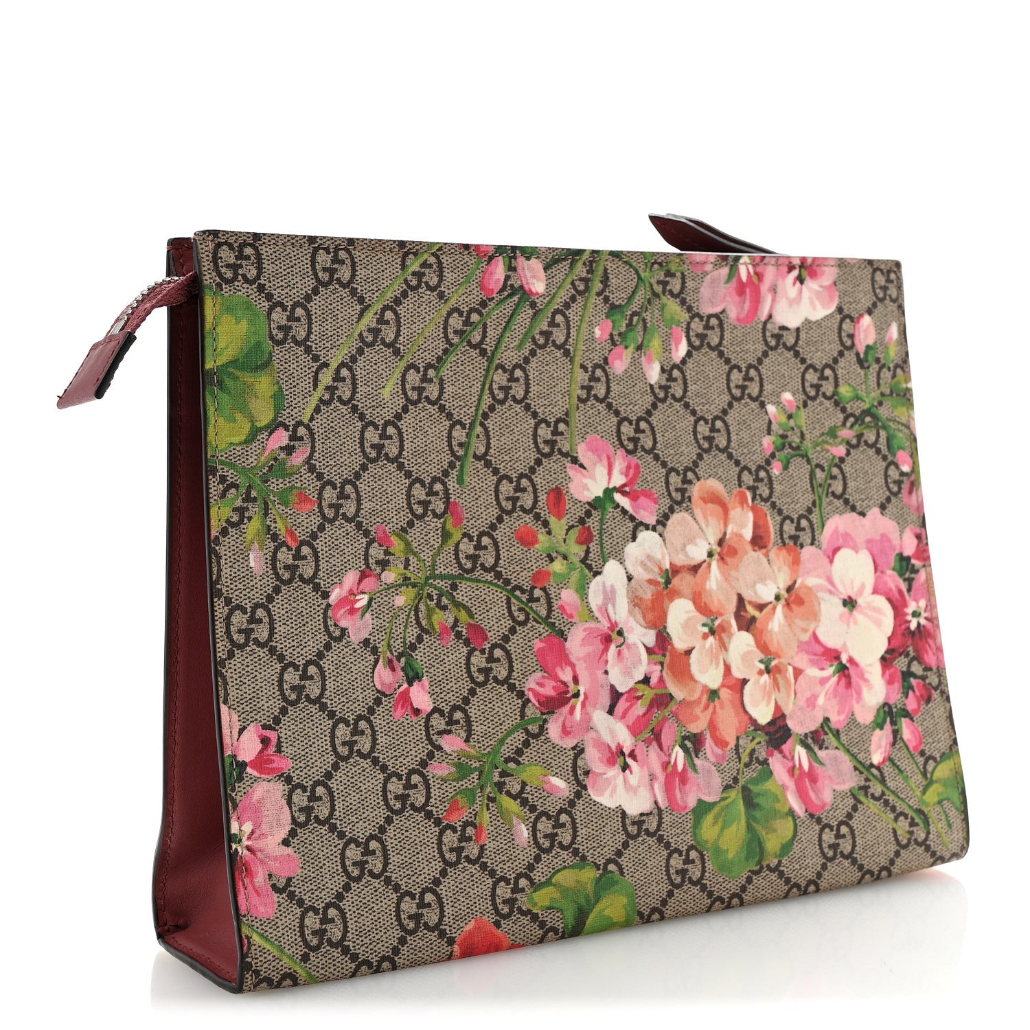 Gucci GG Supreme Monogram Blooms Large Cosmetic Case Beige Multicolor Dry Rose 3 of 9