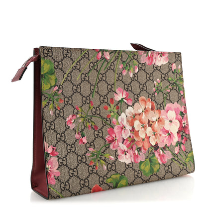 Gucci GG Supreme Monogram Blooms Large Cosmetic Case Beige Multicolor Dry Rose 3 of 9