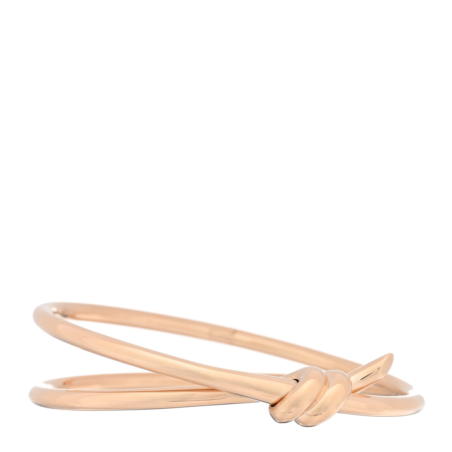 18K Rose Gold Double Row Knot Hinged Bangle Bracelet