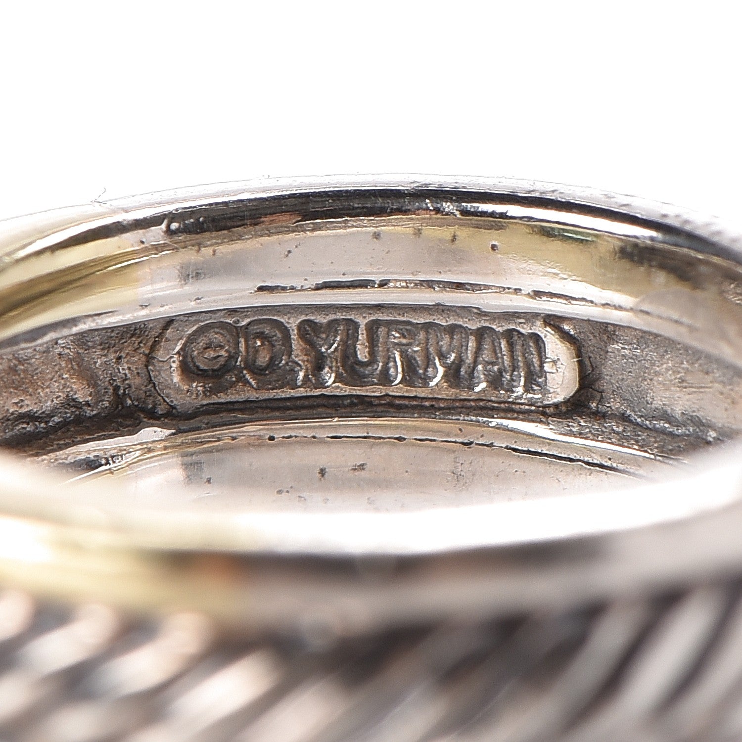 David Yurman Sterling Silver 14K Gold Tourmaline Cable Ring 50 5.5 5 of 5