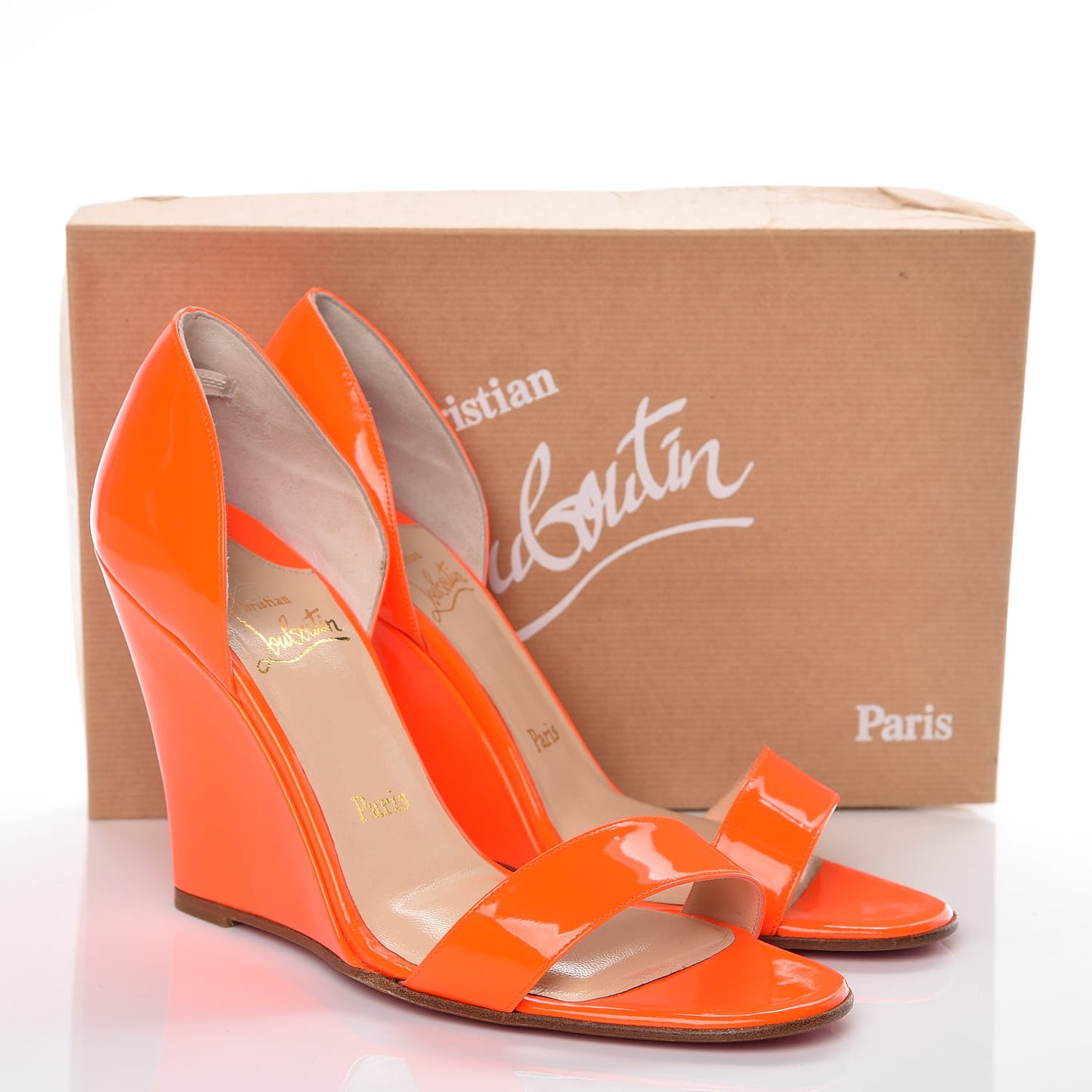 Patent Passmule Zeppa Wedges 40.5 Fluo