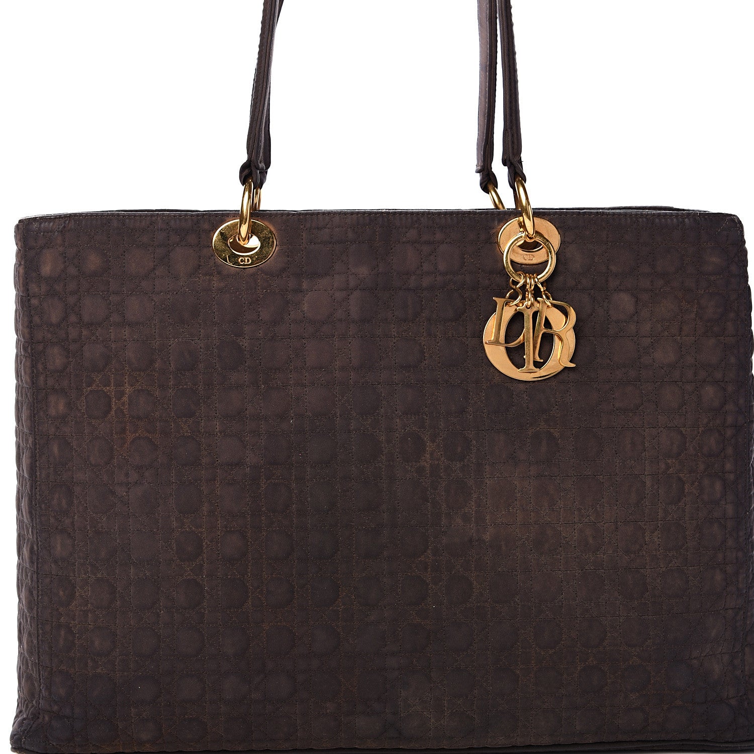 Christian Dior Nylon Cannage Large Lady Dior Tote Brown 7 of 24