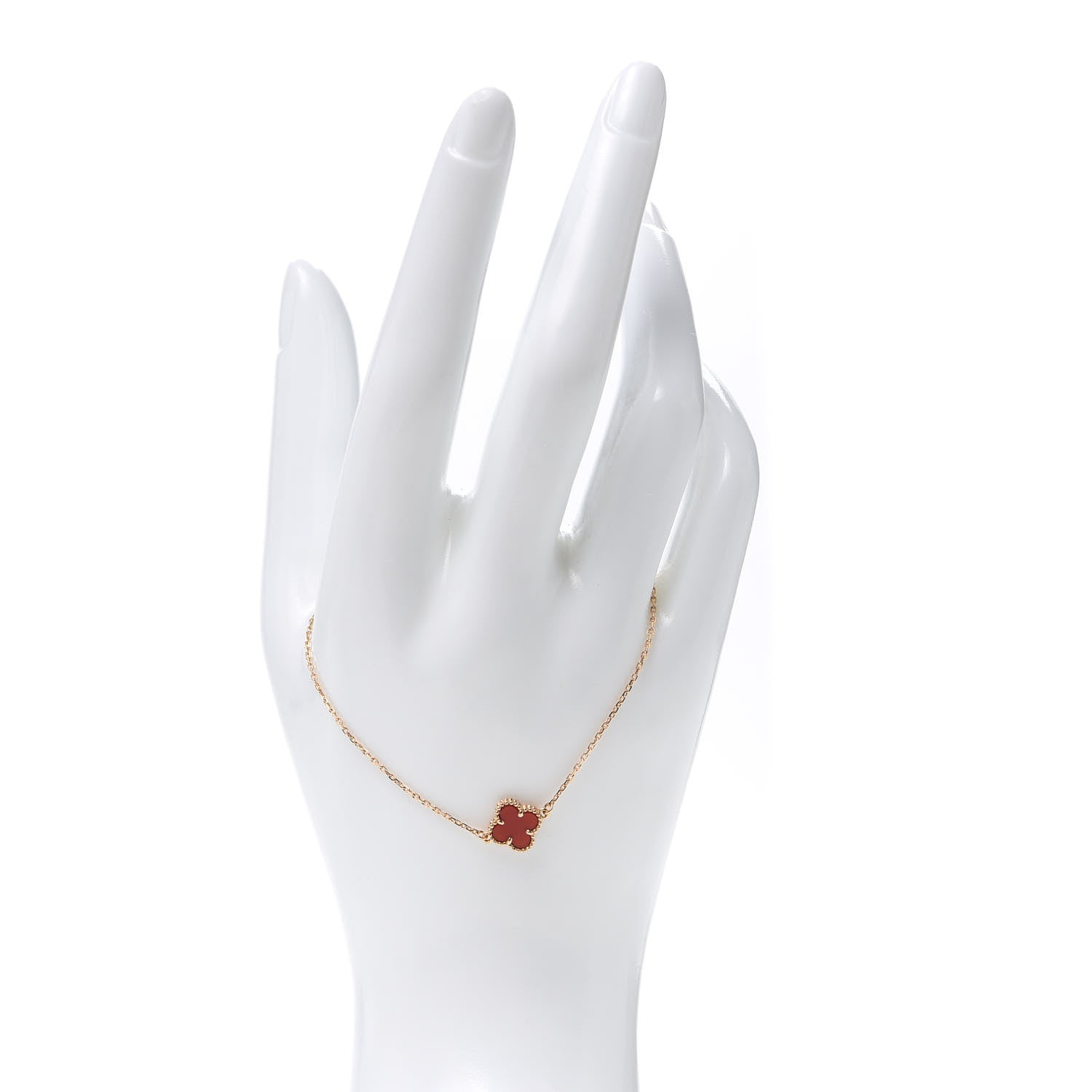 Van Cleef & Arpels 18K Rose Gold Carnelian Sweet Alhambra Bracelet 2 of 8